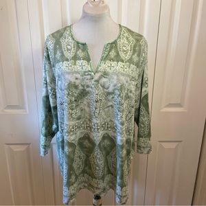 Cathy Daniels Green Tunic Top Beaded Neckline 1X